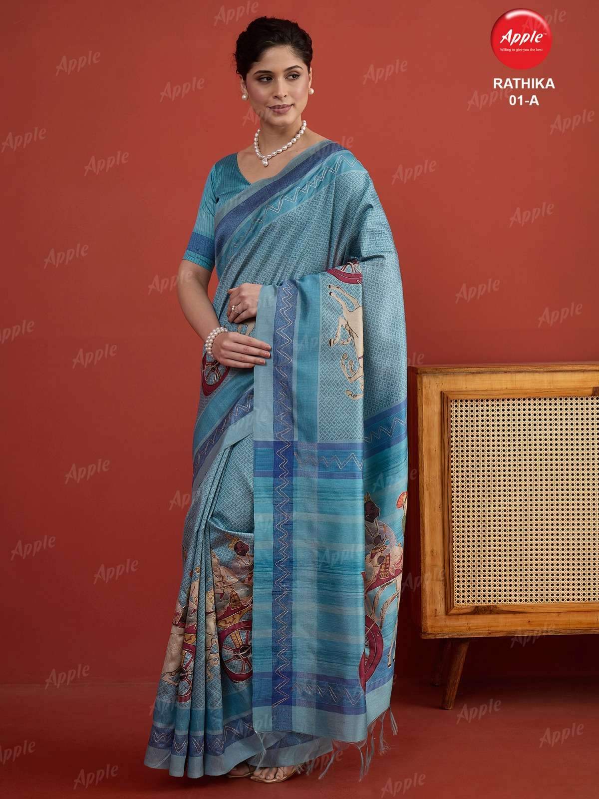 APPLE RATHIKA 1 ART SILK FABRIC WITH HERITAGE ART WORK ON SAREE WHOLESALE IN SURAT 